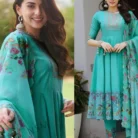 Neck Work Cotton Anarkali Kurti With Bottom Dupatta close view