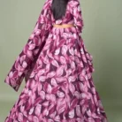 Tabby silk printed dupatta with hotfix work showcasing intricate leaf and petal design